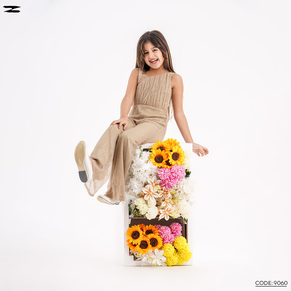 Girls Pleated Wide-Leg Soiree Jumpsuit