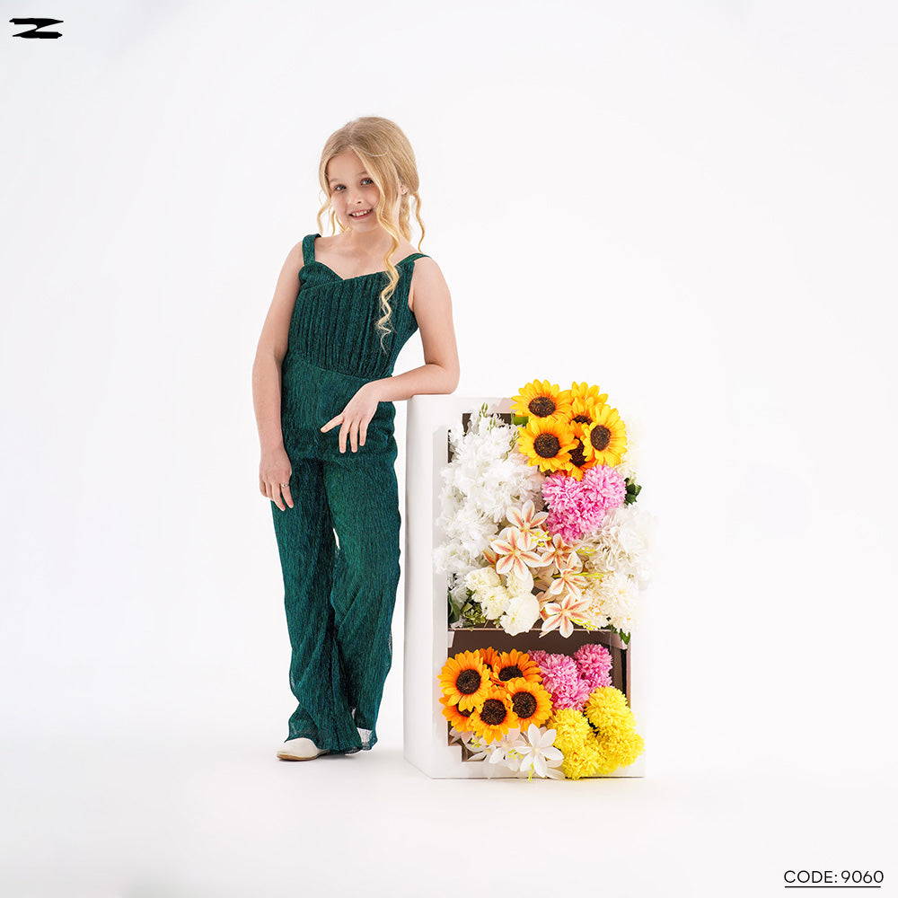 Girls Pleated Wide-Leg Soiree Jumpsuit