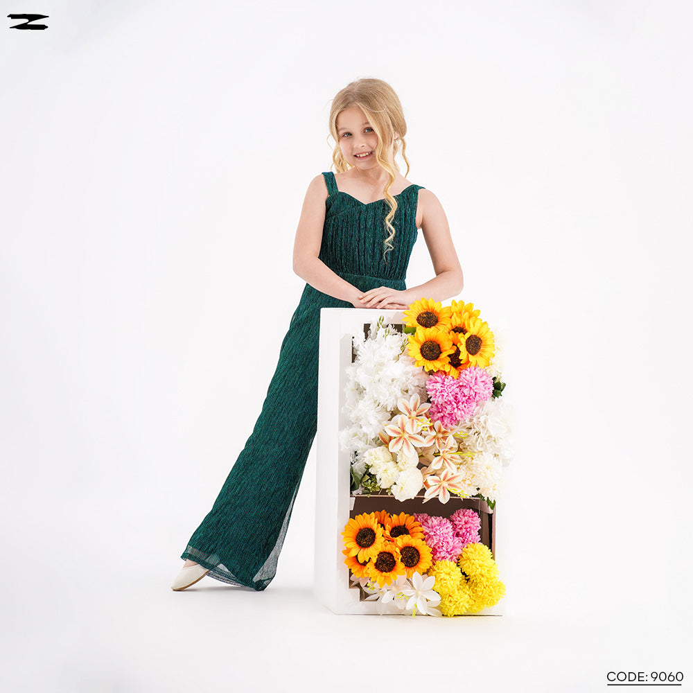 Girls Pleated Wide-Leg Soiree Jumpsuit