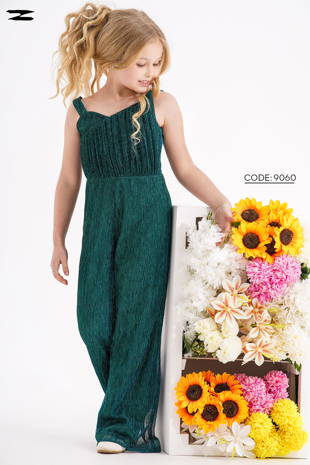 Girls Pleated Wide-Leg Soiree Jumpsuit