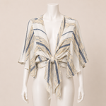 Load image into Gallery viewer, Tie Front Wide Sleeve Top