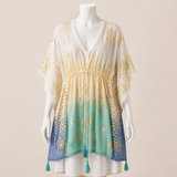 Printed Tie Front Poncho