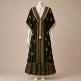 Embroidered Tassel Tie Midi Dress