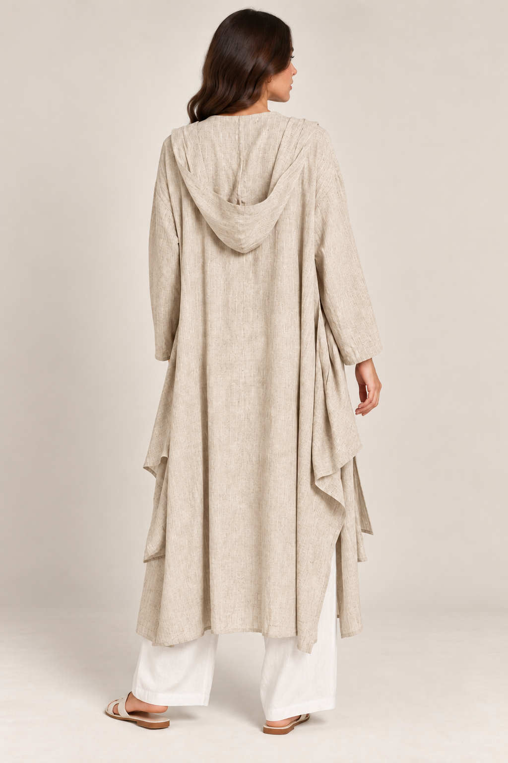 Women Textured Longline Open-Front Cardigan