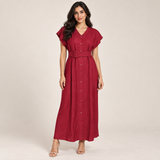 Women Button-Front Flutter Sleeve Midi Dress