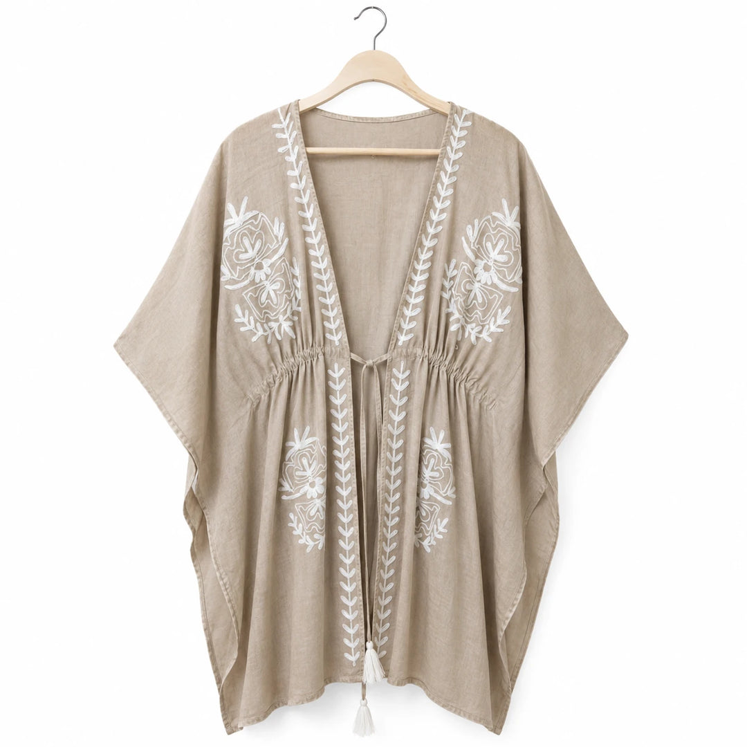Embroidered Poncho Cover Up