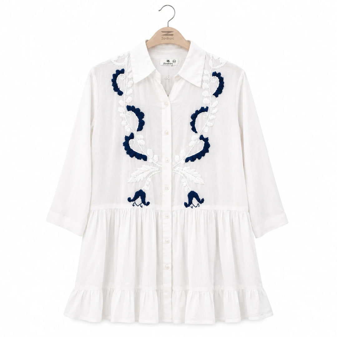 Embroidered Sleeve Mini Dress