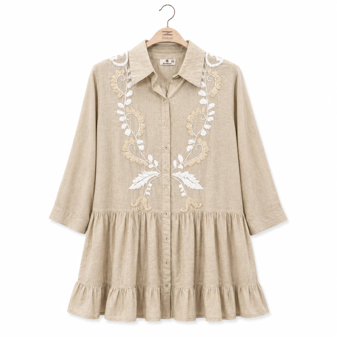 Embroidered Sleeve Mini Dress