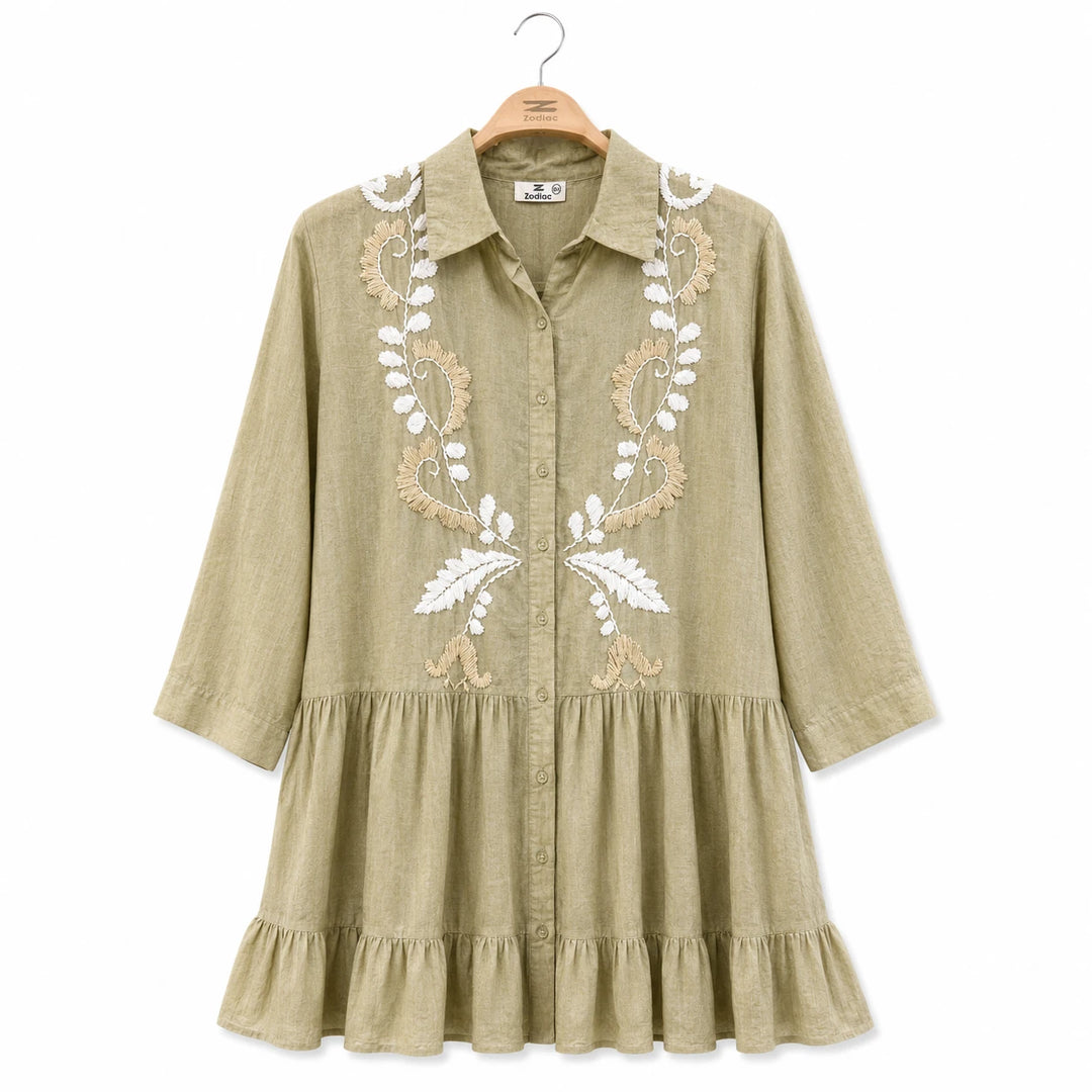 Embroidered Sleeve Mini Dress