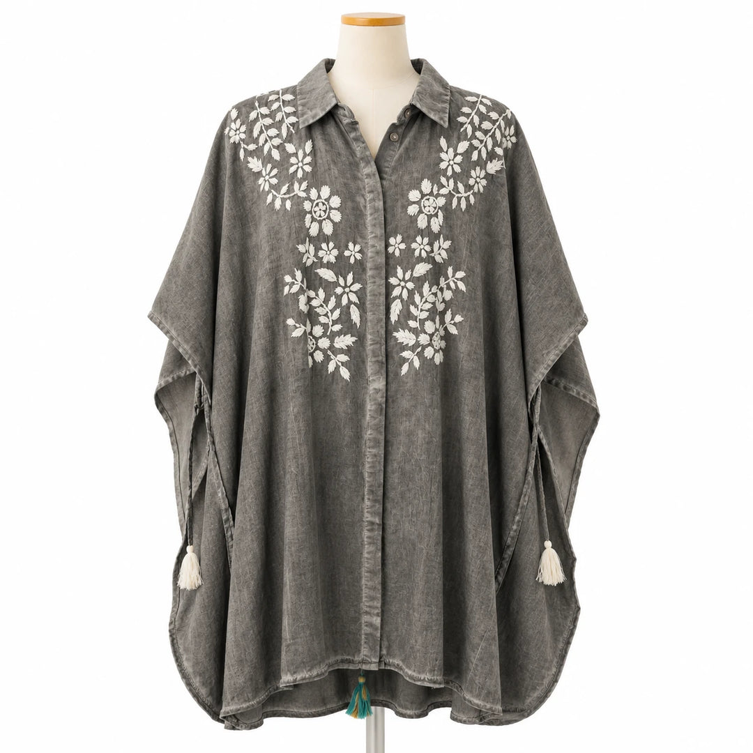 Floral Embroidered Poncho