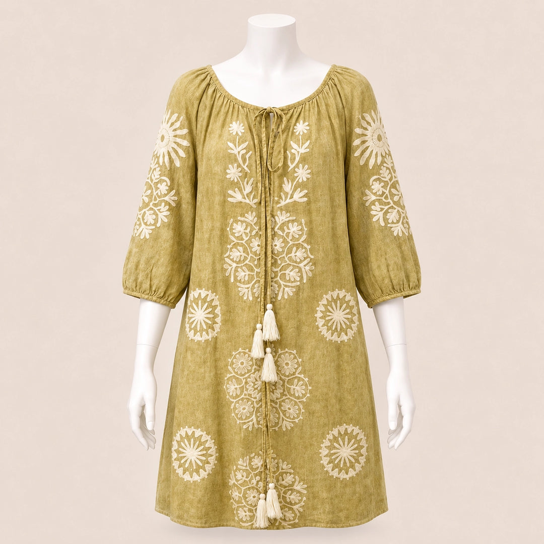 Embroidered Tassel Dress