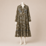 Floral Embroidered Tiered Shirt Dress