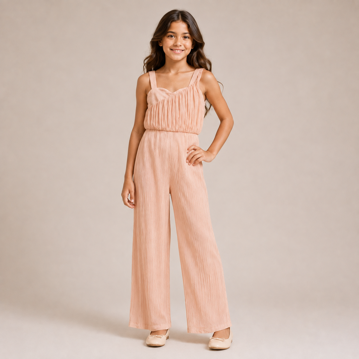 Girls Pleated Wide-Leg Soiree Jumpsuit
