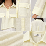 Women Striped Linen-Blend Utility Shirt