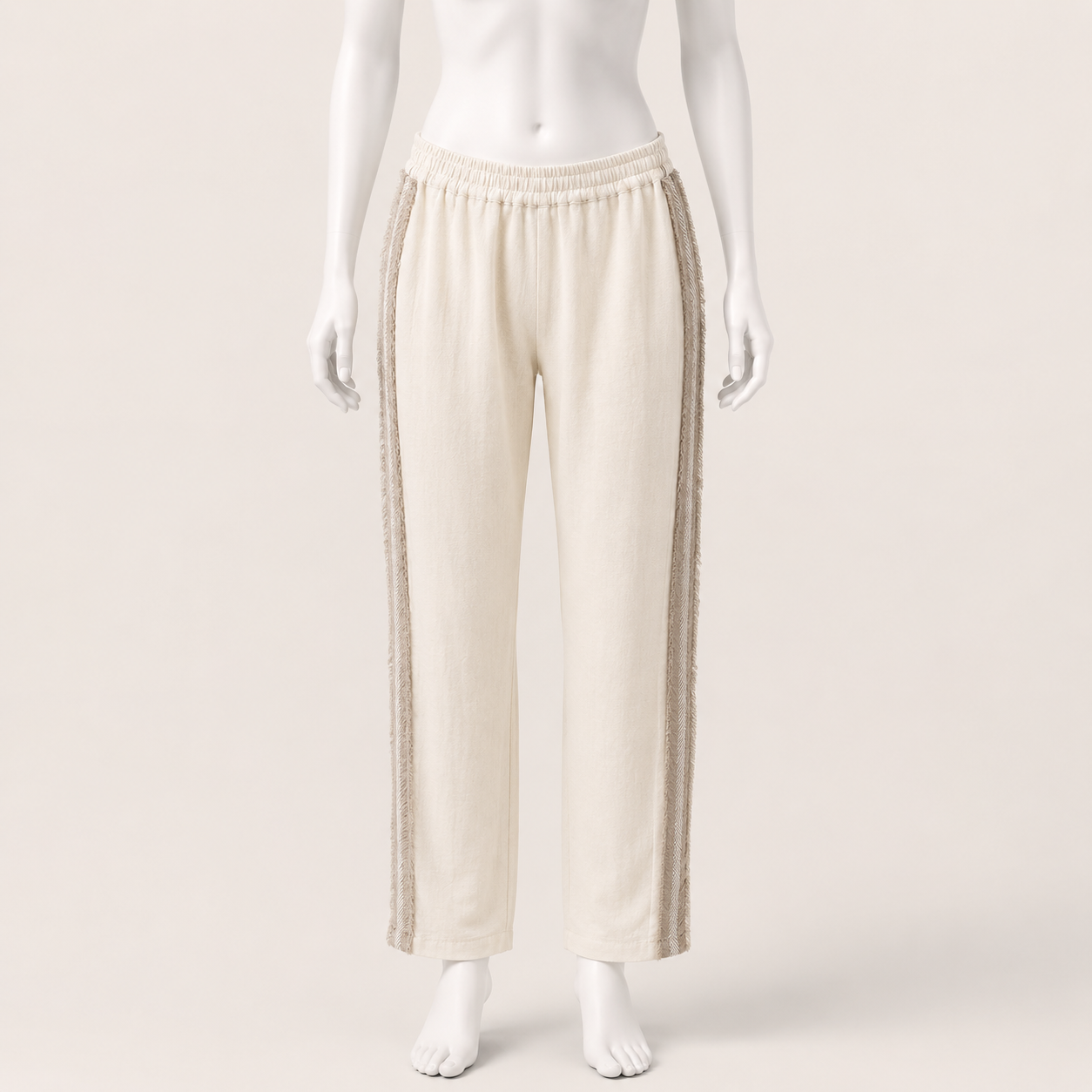 Women Linen Pants with Side Tassel Detail