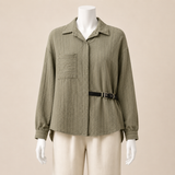 Women Striped Blouse with Side Belt Detail
