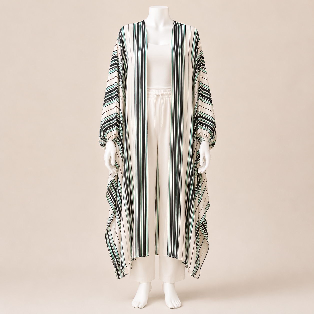 Women Striped Satin Cardigan