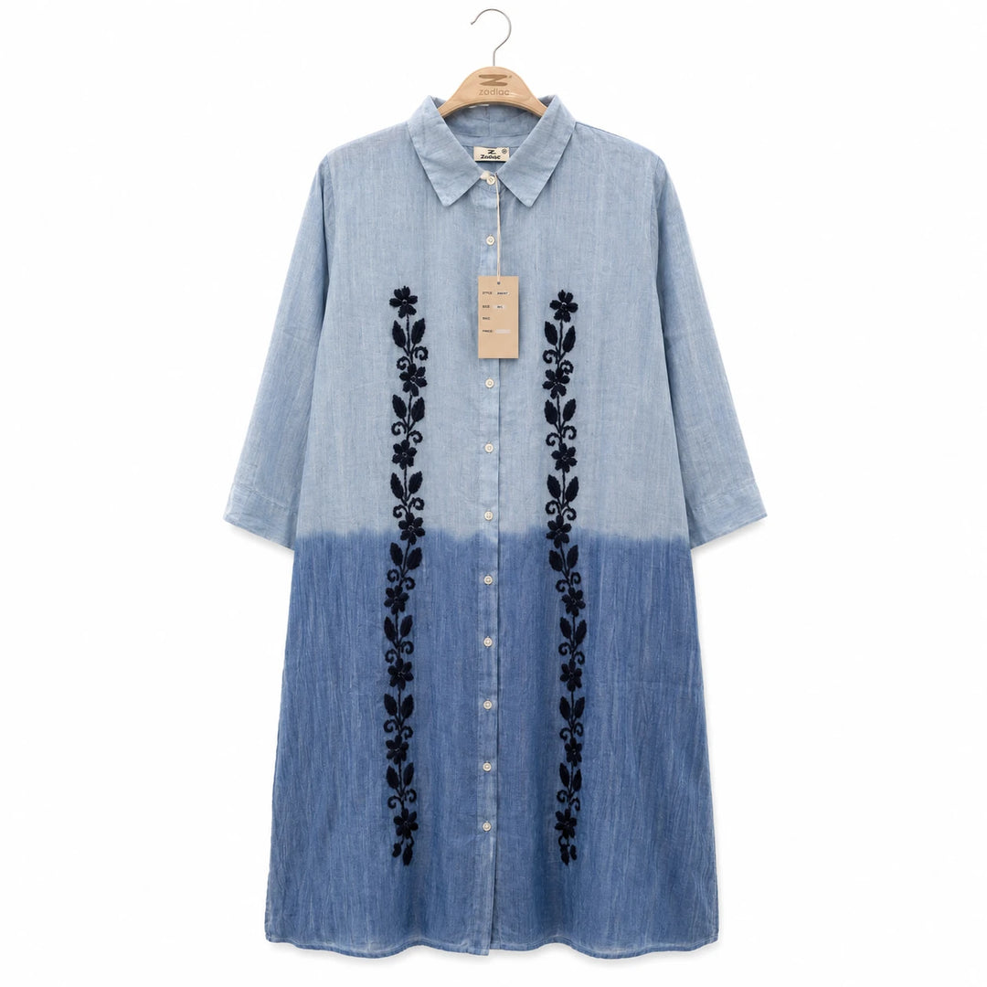 Ombre Embroidered Shirt Dress